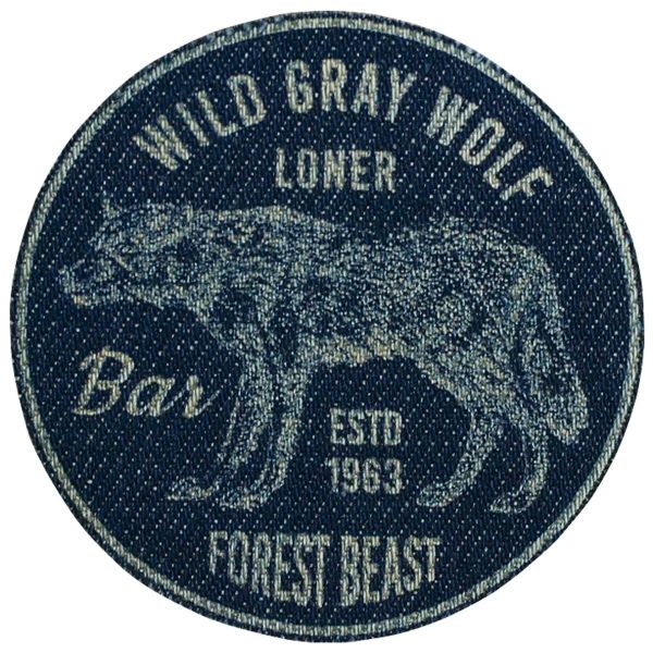 Термоаппликация джинсовая с лазерной гравировкой, Волк, синий цв. 1шт. 926756 Prym