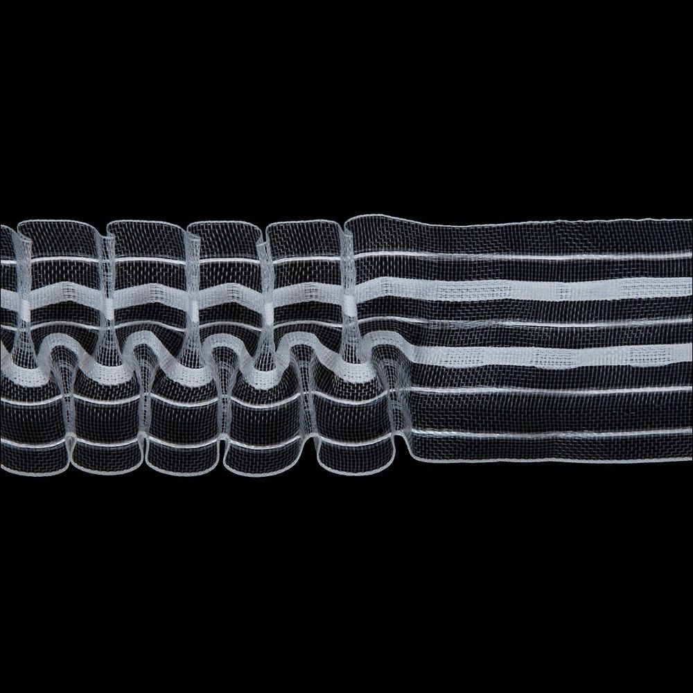 Лента (тесьма) шторная: сборка вафельная (1:2.5) 60 мм / 50 метров, (2 ряда петель, 4 шнура), прозрачный, C705M