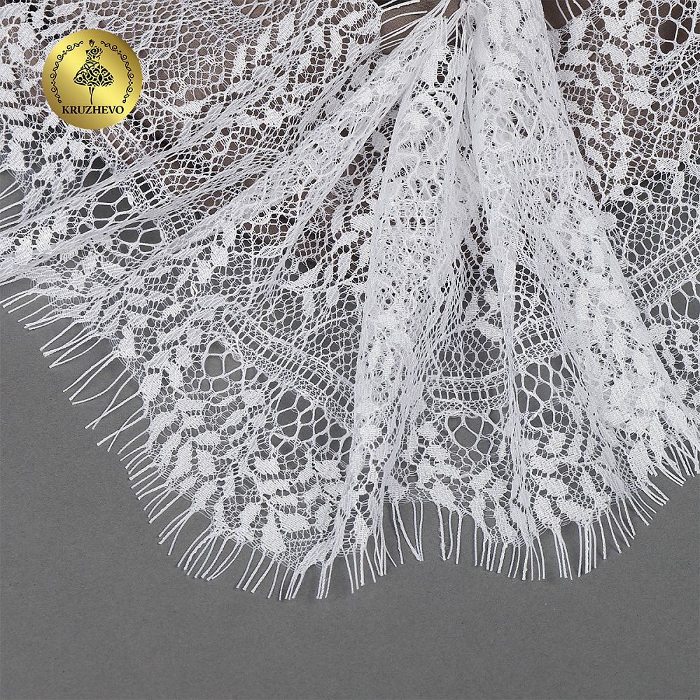Кружево шантильи (реснички) 120 мм, цв.1 белый, 3 метра, Kruzhevo