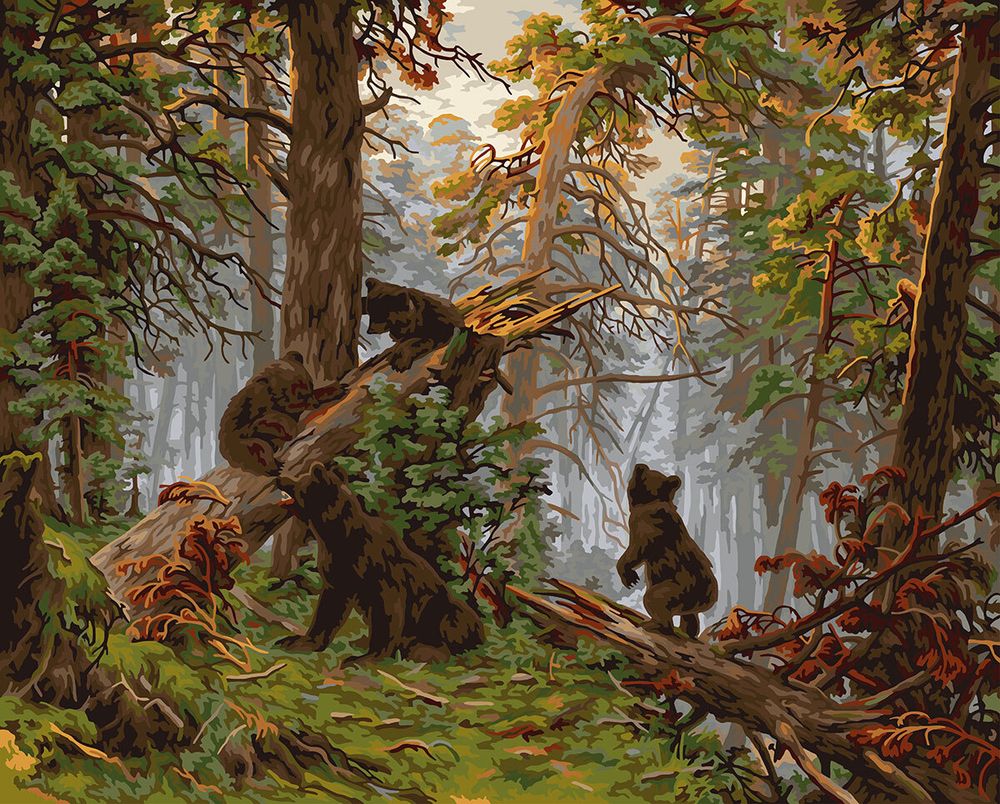 Картина по номерам Фрея GTG-PNB/PL-199, По мотивам картины Шишкина И. И. «Утро в сосновом лесу». 1889. Фрагмент, 40х50 см