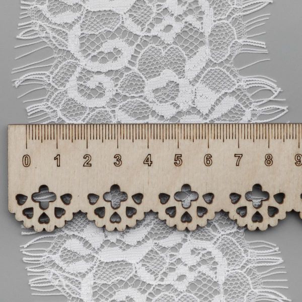 Кружево шантильи (реснички) на сетке 85 мм, белый, 3 метра