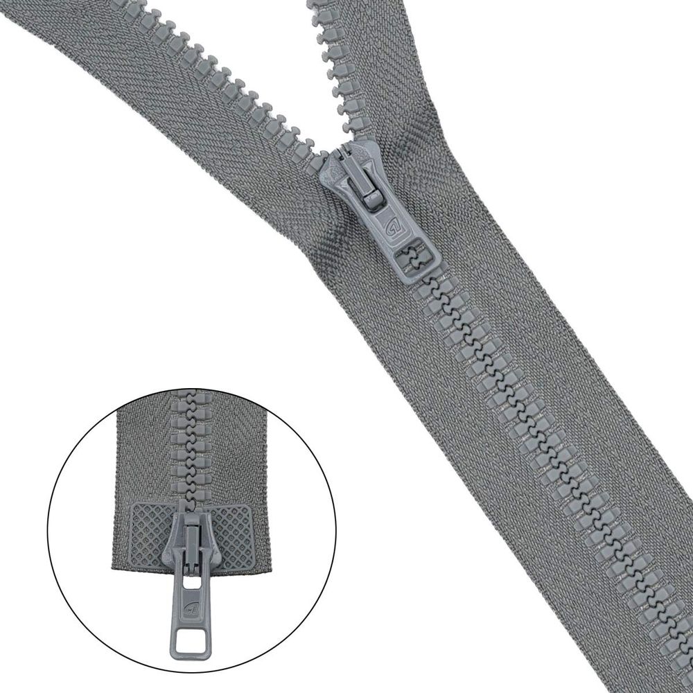 Молния трактор Arta Т6 (6 мм) 2 зам., разъем., 110 см, цв. 074 серый, уп.5 шт