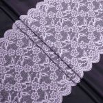 Кружево бельевое эластичное 400 мм / 3.4 метра, цвет светло-серый