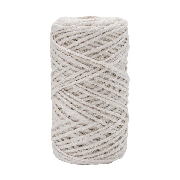 Шпагат джутовый ⌀1.4 мм / 50 метров (50 г), 2-ниточный, 1200 текс, евробобина, белый