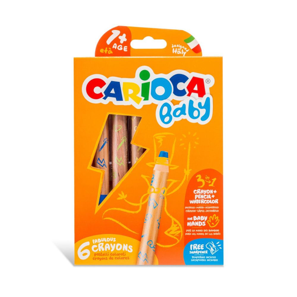 Набор мелков Baby 3IN1 6 цв, 6 шт, 42817, Carioca