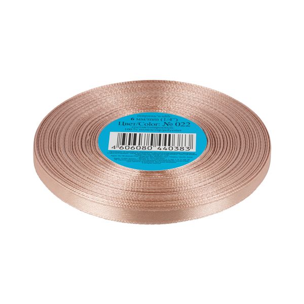 Лента атласная 1-сторонняя 6.0 мм / 33±2 метра, 022 бежевый, Gamma
