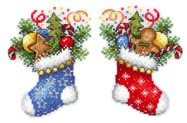 Набор для вышивания нитками МП Студия (Жар-птица), Новогодний носок 9х12 см