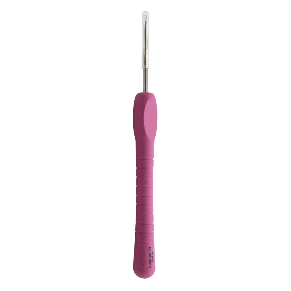 Крючок для вязания ⌀1,0 мм, 14 см, алюм, резина, Pony
