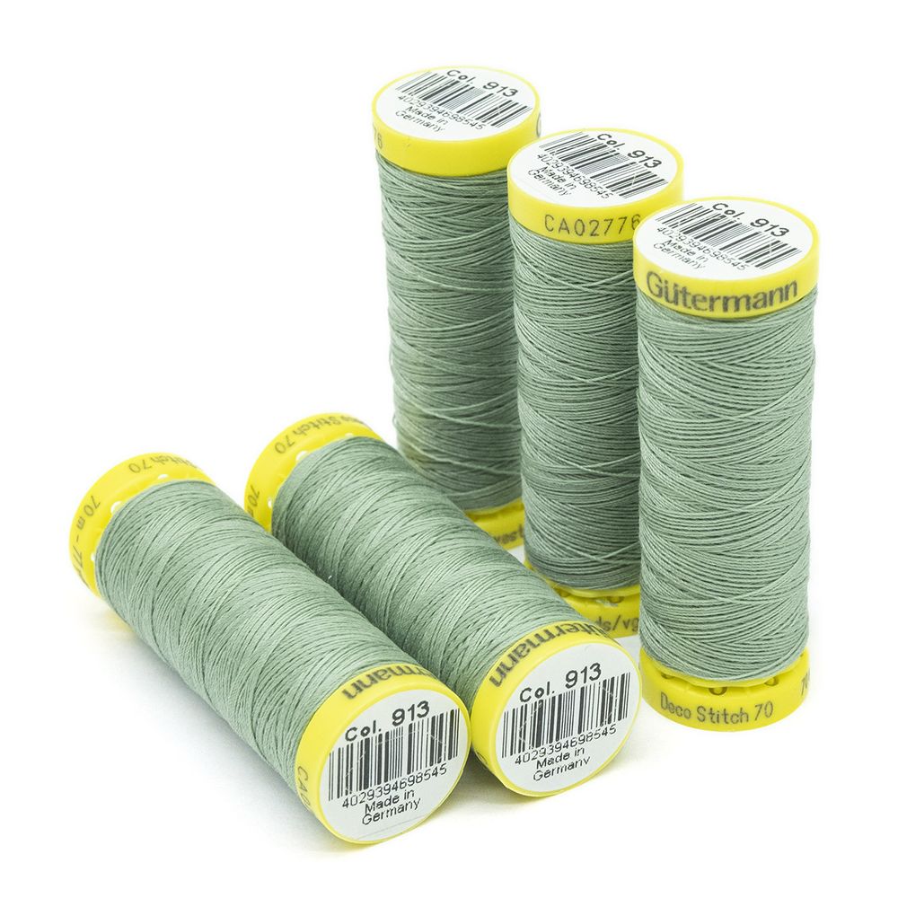 Нитки отделочные Gutermann Deco Stitch 70, 70м, 913 бледный папоротник, 5 катушек