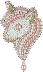 Набор для вышивания бисером Klart, Брошь Розовый единорог, 5х9 см