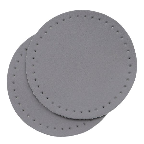 Заплатки пришивные из кожи, круг ⌀6см с перфорацией, 2 шт, 100% кожа, 07 серый, 9111