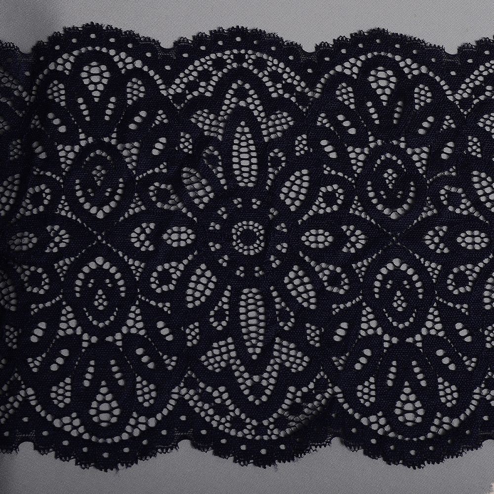 Кружево бельевое эластичное 195 мм / 25 м, 263, цв.03 т.синий, Kruzhevo