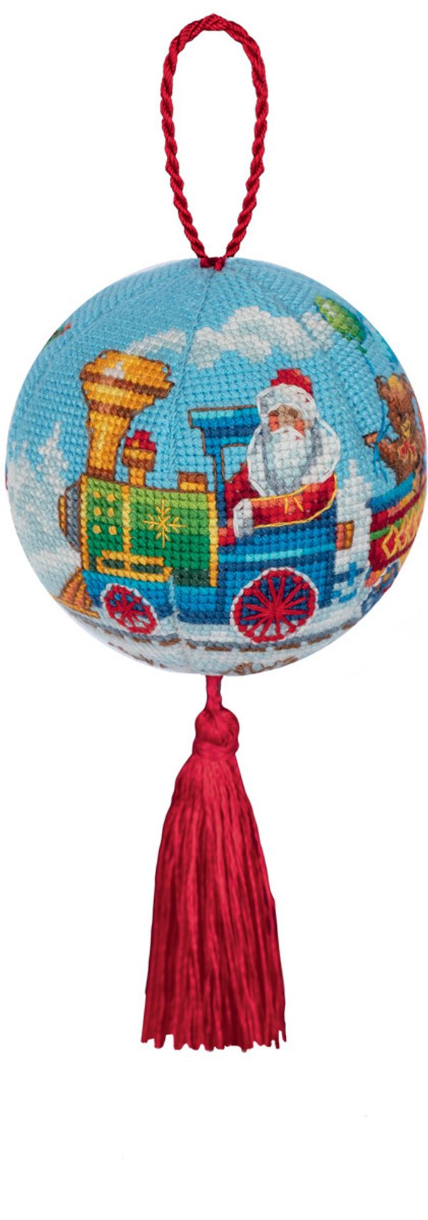 Набор для вышивания нитками Panna, Новогодняя игрушка. Поезд с подарками, 6х6 см
