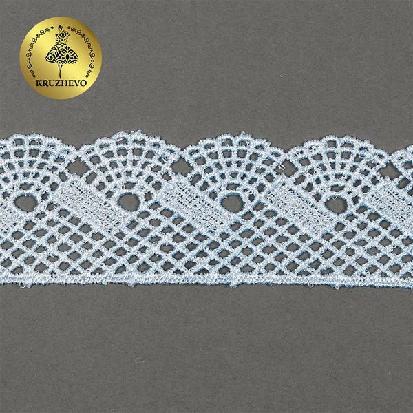 Кружево гипюр (плетёное) 45 мм, диз. 148, цв.05 голубой, уп. 9 м, Kruzhevo
