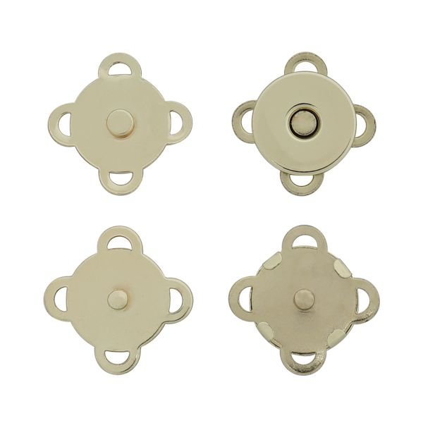 Кнопка магнитная металл пришивная ⌀15.0 мм, золото, металл., 4 шт, BIG