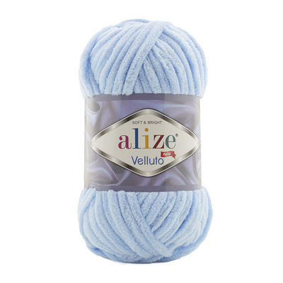 Пряжа Alize (Ализе) Velluto / уп.5 мот. по 100 г, 68м, 218 детский голубой A