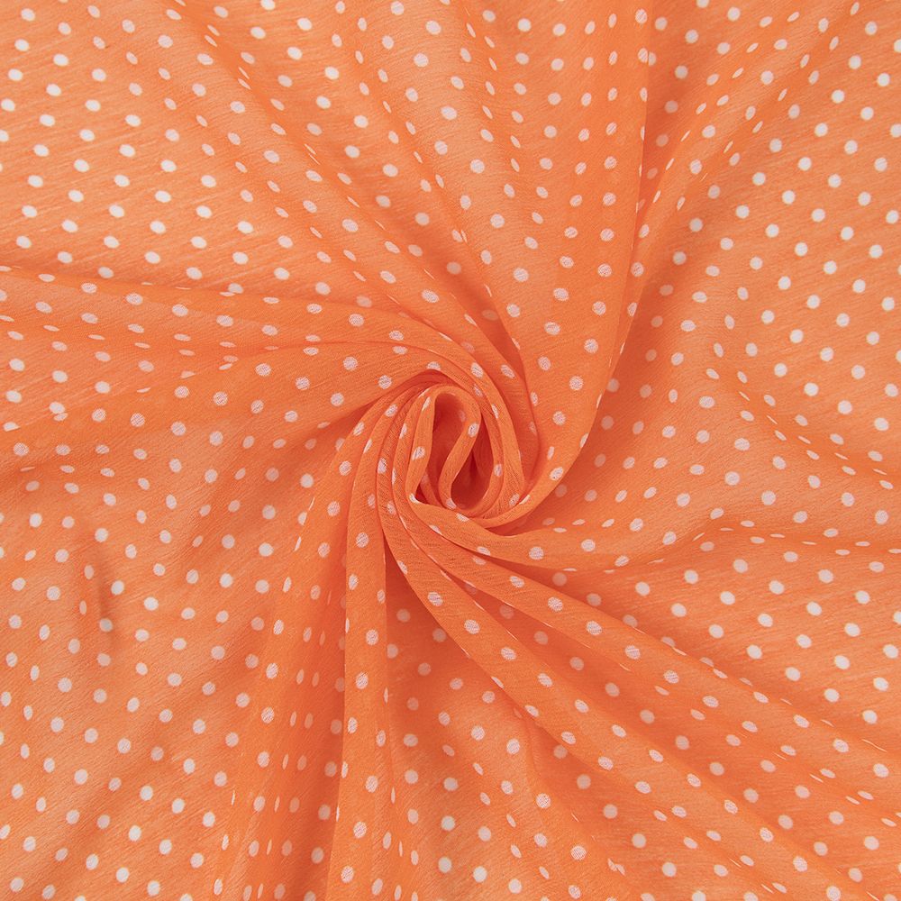 Ткань блузочная Chiffon 68 г/м², 200х147 см, 5 оранжевый/ белый, Gamma PC-05