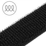 Лента контактная липучка (велкро) эластичная 25 мм / 18.28 метров, нейлон, латекс, черный, ПЕТЛЯ, качество "A"