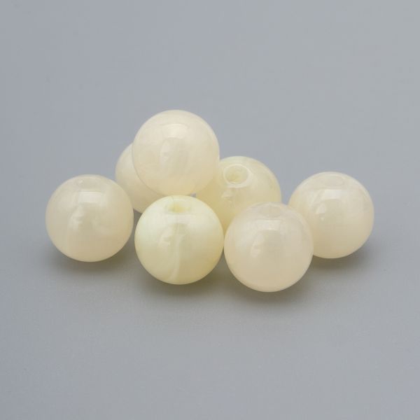 Бусины акрил ⌀10 мм, 500 г, дымка с золот. шиммером, круглые, AD001 белый, (7748707)2010 , Astra&Craft