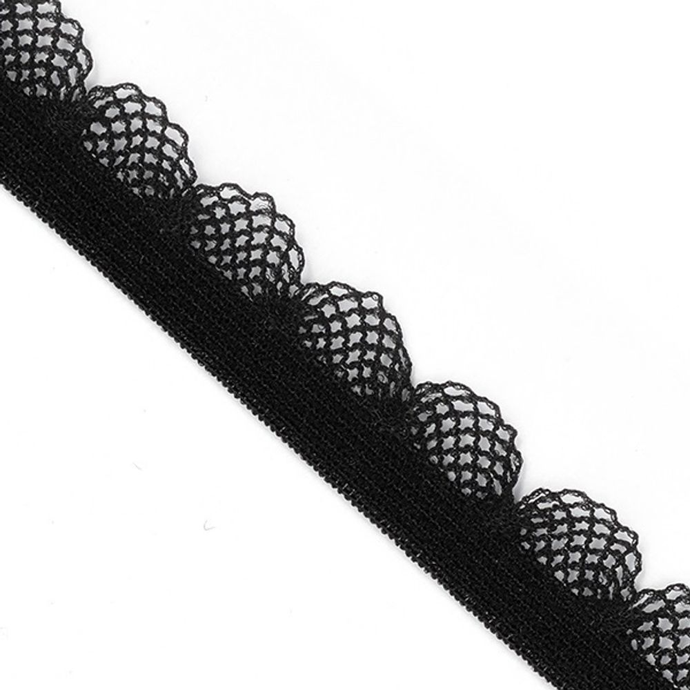 Резинка бельевая (ажурная) 12 мм / 100 метров, ультрамягкая, F322 (03) черный