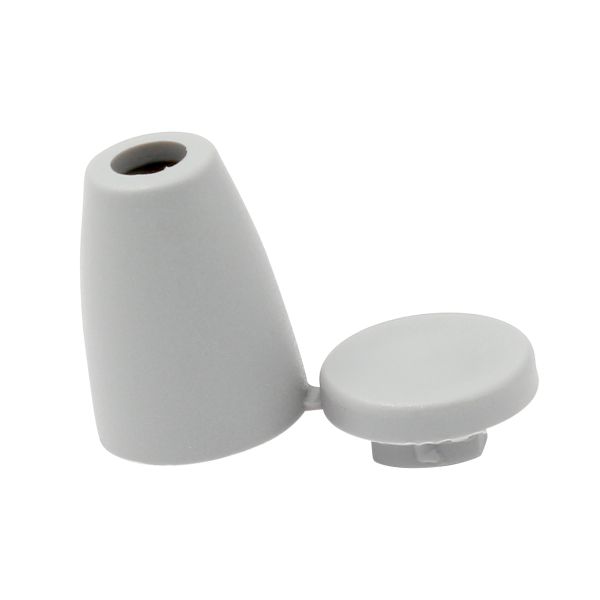 Наконечник для шнура пластик колокол ⌀6/9 мм, 14х11 мм, ПП, св.серый, 100 шт