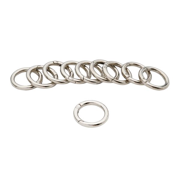 Карабин металл кольцо 25.0 мм (35х35 мм), никель, 10 шт