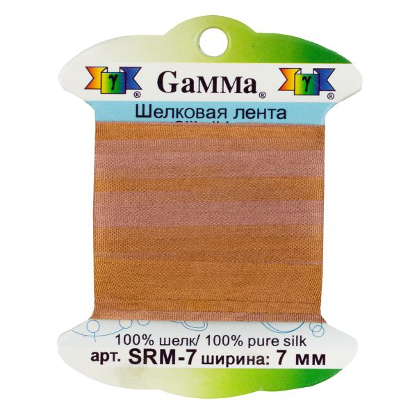 Лента (тесьма) шелковая 7.0 мм / 9.1±0.5 метров, M112 бронзовый/бл.коричневый, Gamma SRM-7