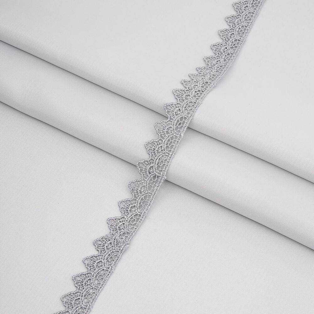 Кружево гипюр (плетёное) 20 мм / 13.7 метров, цв. св.серый, 21456