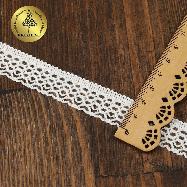 Кружево вязаное (тесьма) 15 мм / 25м, 60044 цв.003 белый, Kruzhevo