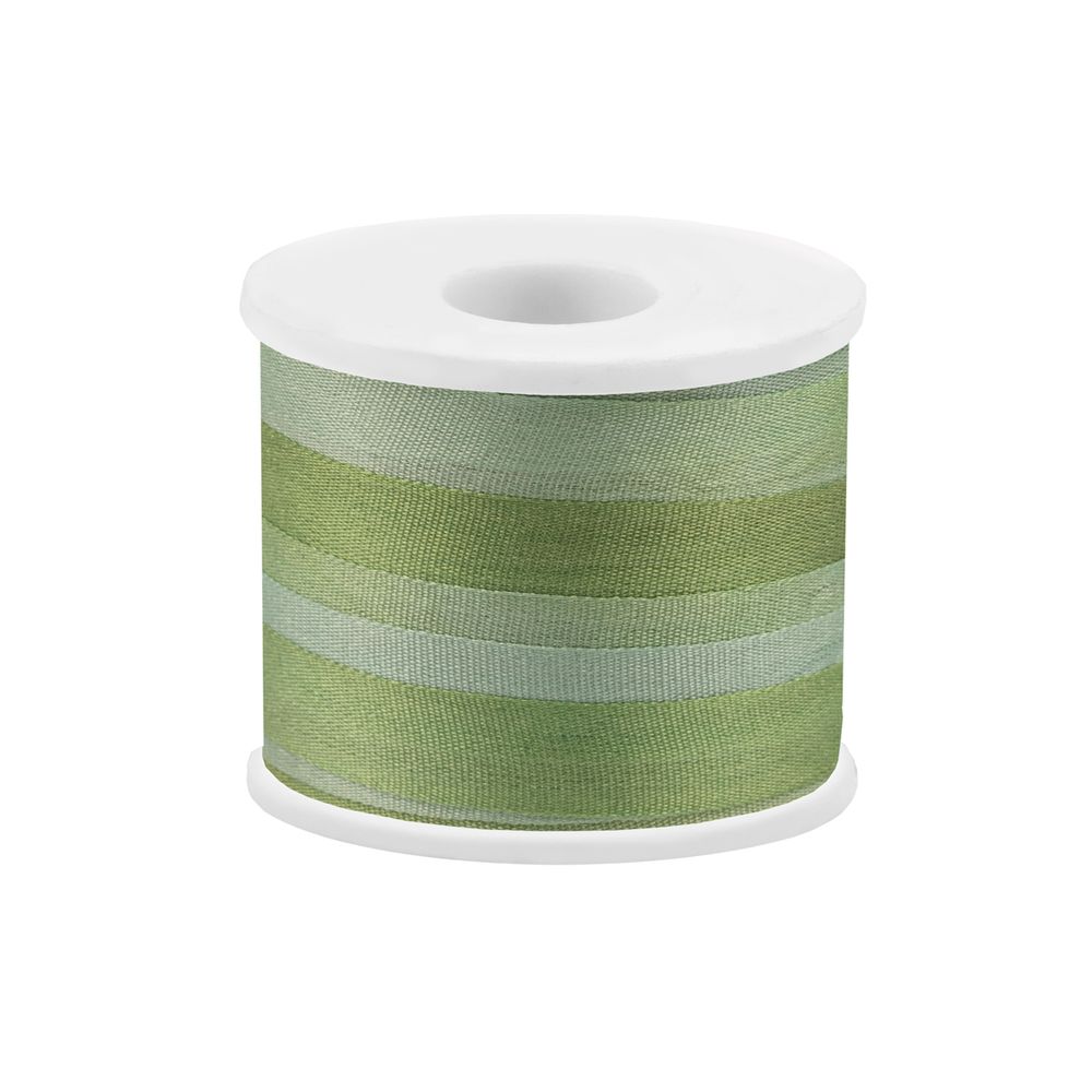 Лента (тесьма) шелковая 7.0 мм / 45.5±0.5 метров, M041 св. зеленый/зеленый, Gamma SRM-7