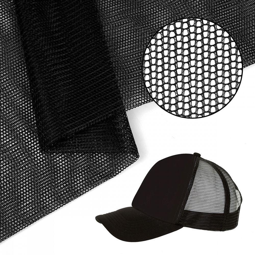 Сетка для бейсболок жесткая 70 г/м², 150 см / 1 метр, TBY.102-1.1, цв.черный
