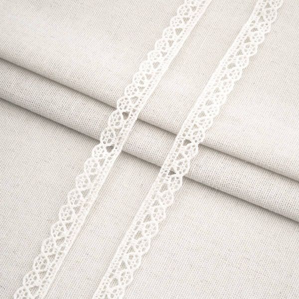 Кружево вязаное (тесьма) 10 мм / 18.2 метра, х/б, молочный, А6420