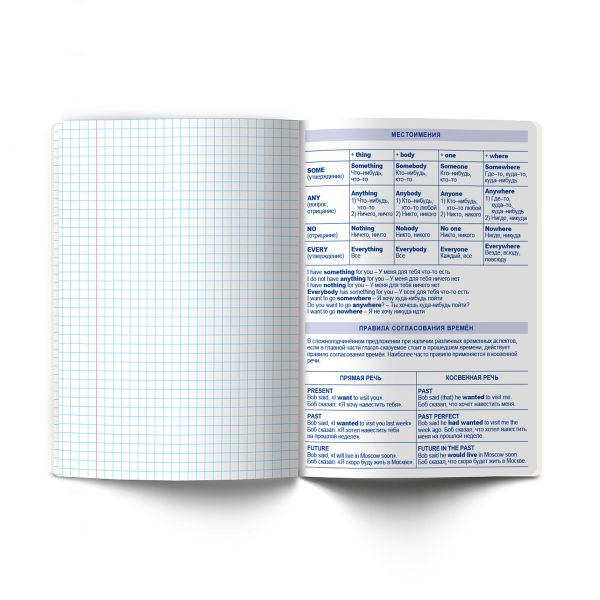 Тетрадь со справочным материалом На задней парте, выбор.лак, A5+ 48 л. на скобе 65 г/м², белизна 100 %, 10 шт, клетка, 01299 На задней парте Английский язык, Светоч Т141