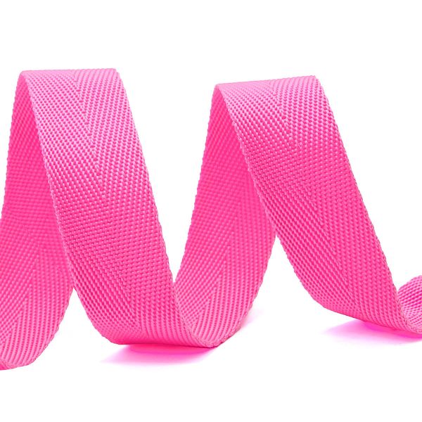 Стропа (ременная лента) 25 мм / 5х2.5 метра, толщ. 1.0 мм, [15.1 г/пог.м], 100% п/п, 7 ярко-розовый