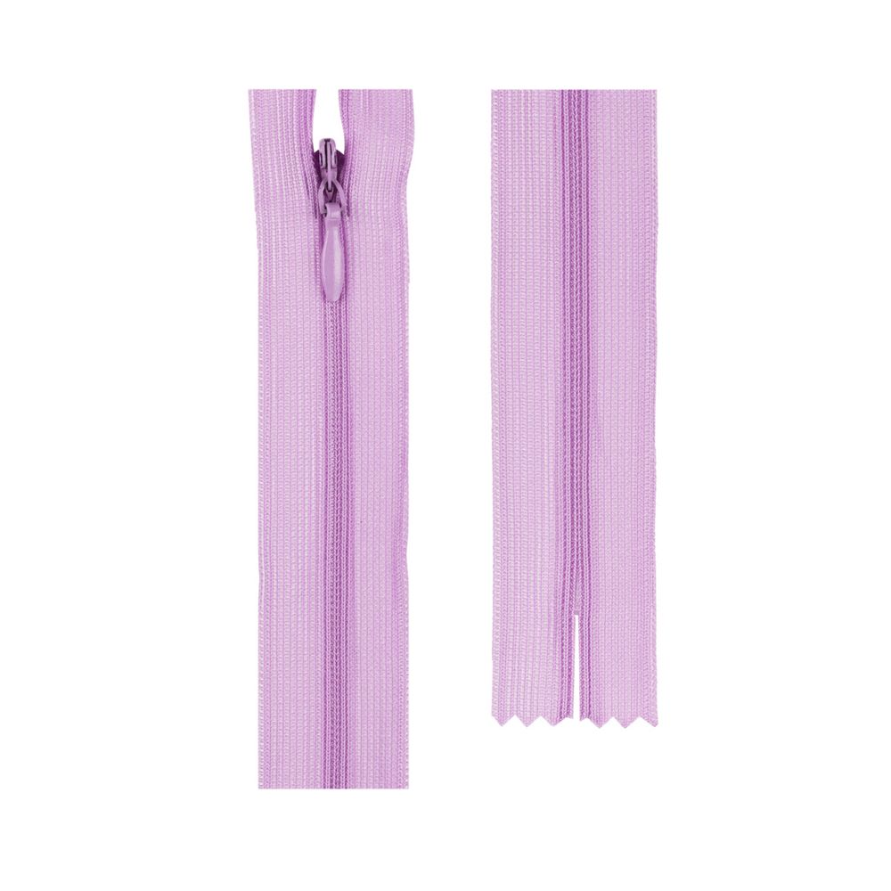 Молния спираль потайная плательная Т3 (3 мм) 1 зам., н/раз., 50 см, 10 шт, №322 св.лиловый, Gamma G013P Молния спираль потайная плательная Т3 (3 мм) 1 зам., н/раз., 50 см, 10 шт, №322 св.лиловый, Gamma G013P