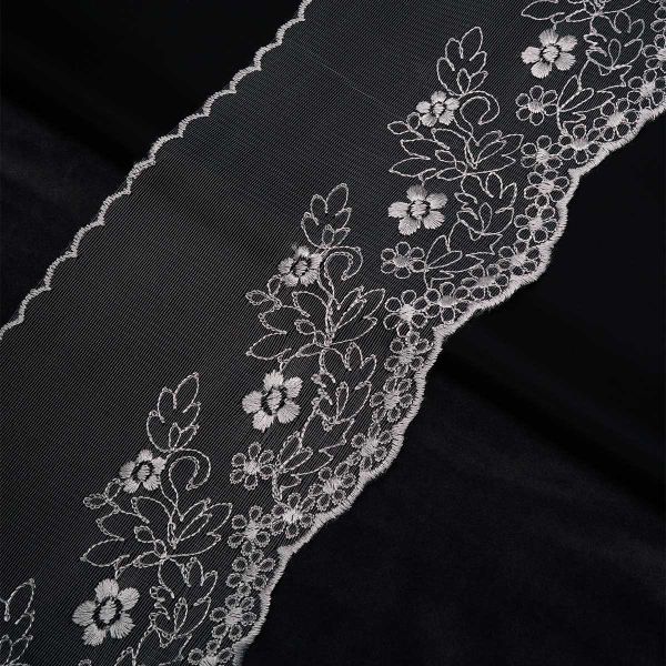 Кружево на сетке 140 мм / 3.4 метра ±4 см, серый, 3AR3745