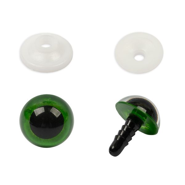 Глазки кукольные кристальные с фиксатором ⌀16 мм, 10 шт (5х2 шт), зеленый, HobbyBe PGKS-16