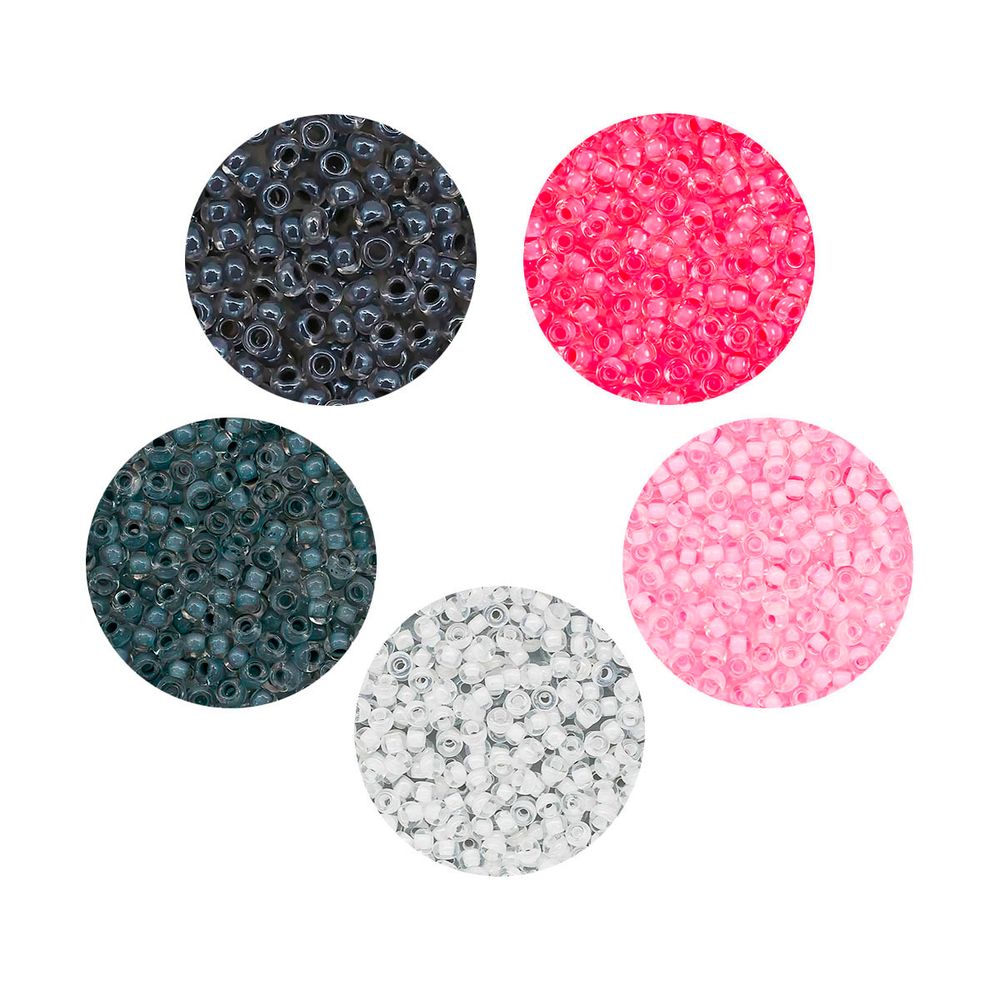 Набор бисера Preciosa 081, 5 цветов по 20 гр, № 10/0 (2.3 мм), диаметр 2,3 мм, 100 гр