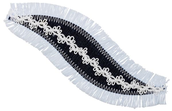 Термоаппликация волна джинс, 6 шт, В1/7 с кружевом 14х5 см, Blitz