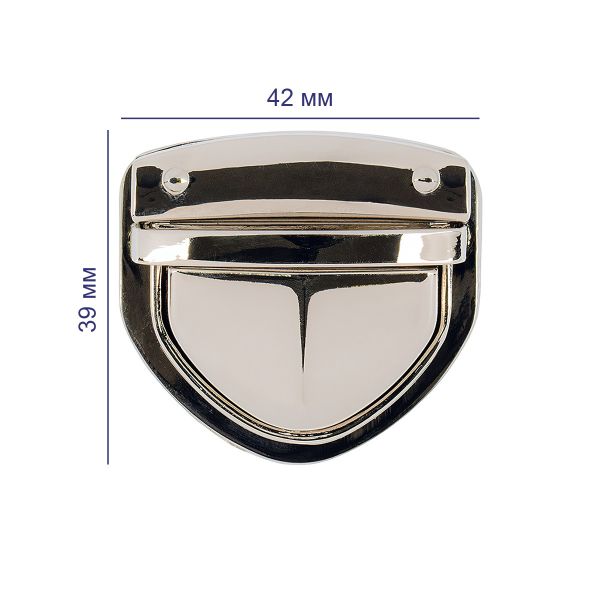 Замок для сумки 42х39 мм, 5 шт, никель, Gamma LBZ-6N