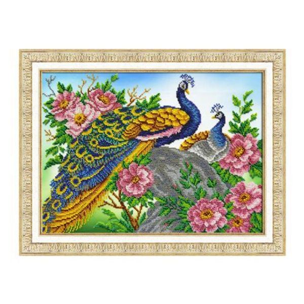 Набор для вышивания бисером Паутинка, Павлины, 28х38 см