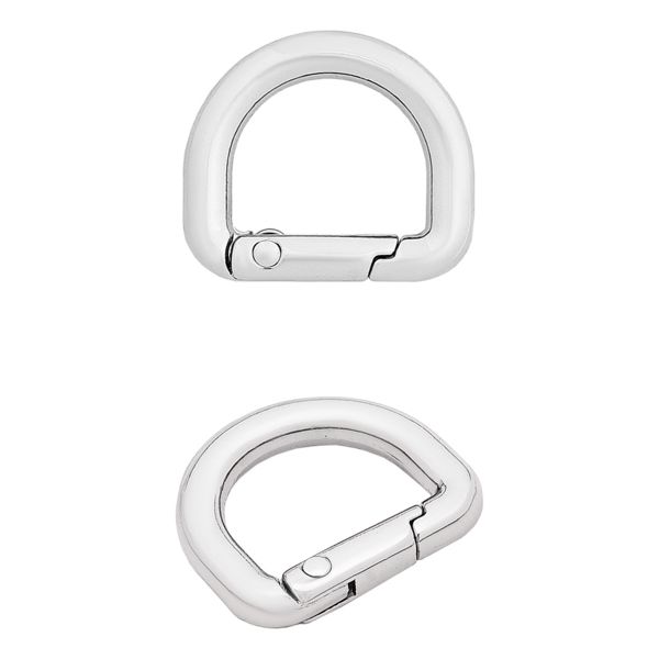 Карабин металл полукольцо 15 мм, серебро (никель), MB_2232, 6 шт