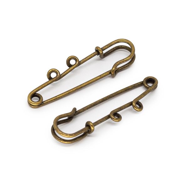 Булавка декоративная 2 петли, 1.4х5 см, 2 шт, цв. бронза, 25839