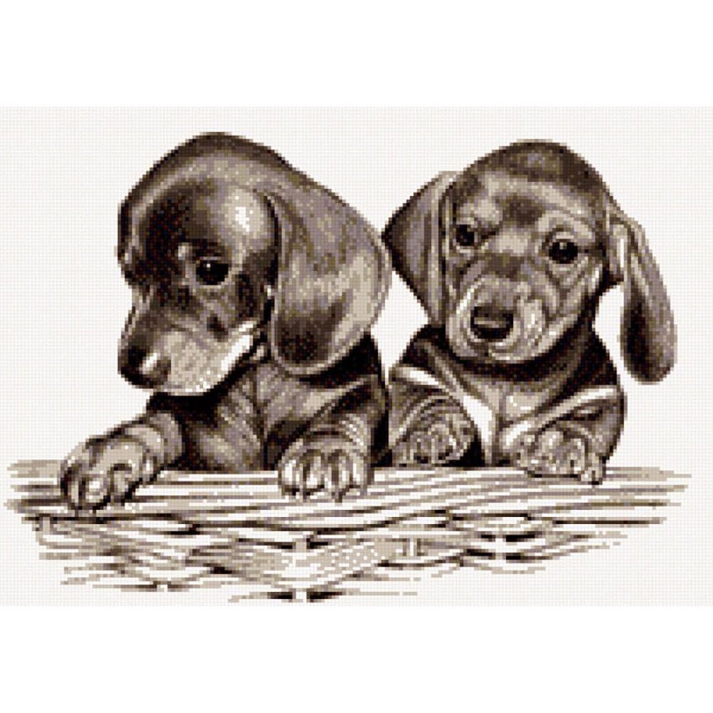 Набор для вышивания нитками Hobby&amp;Pro, Щенки, 38х26 см