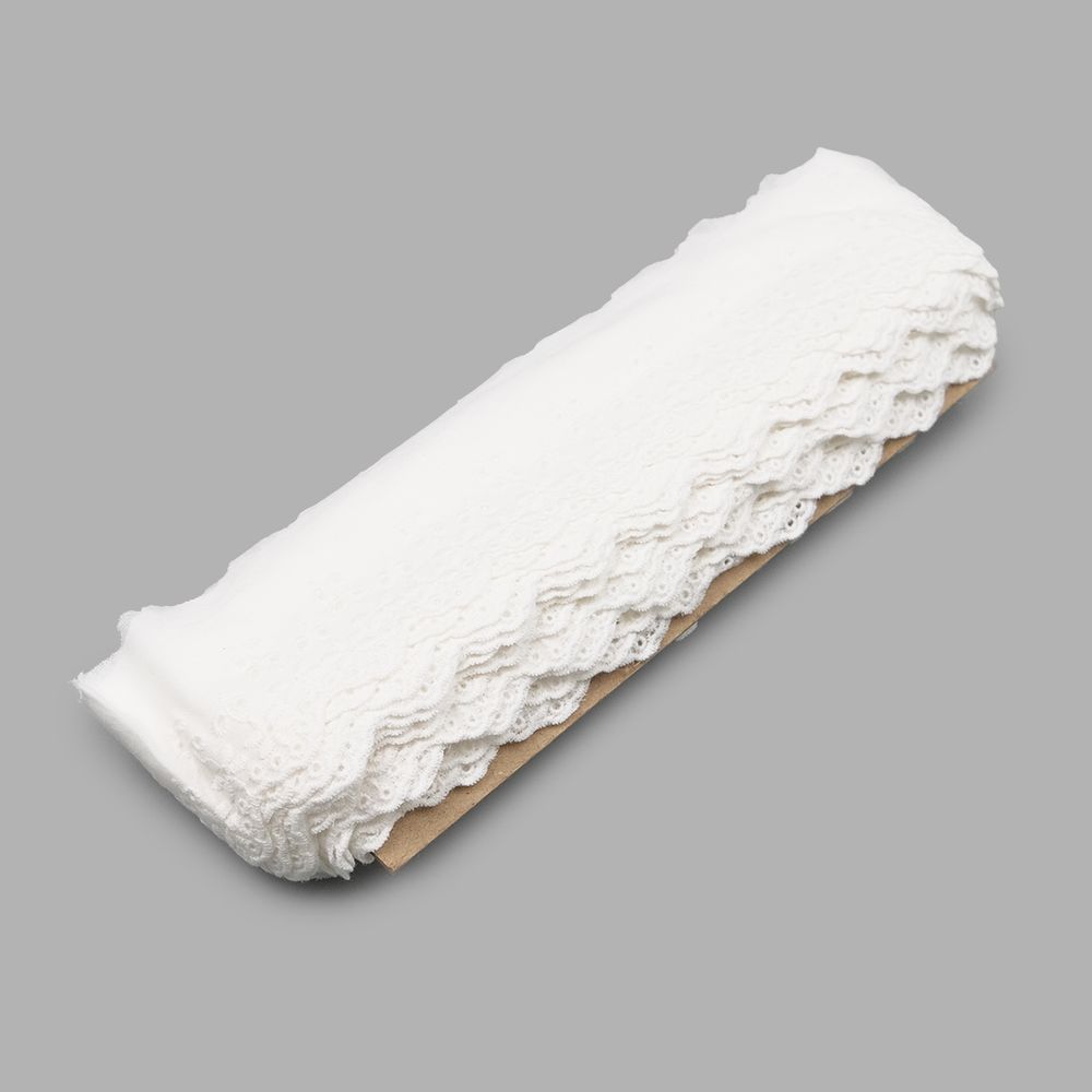 Кружево шитьё 58 мм / 13.72 м, 100% хлопок, неотбеленный