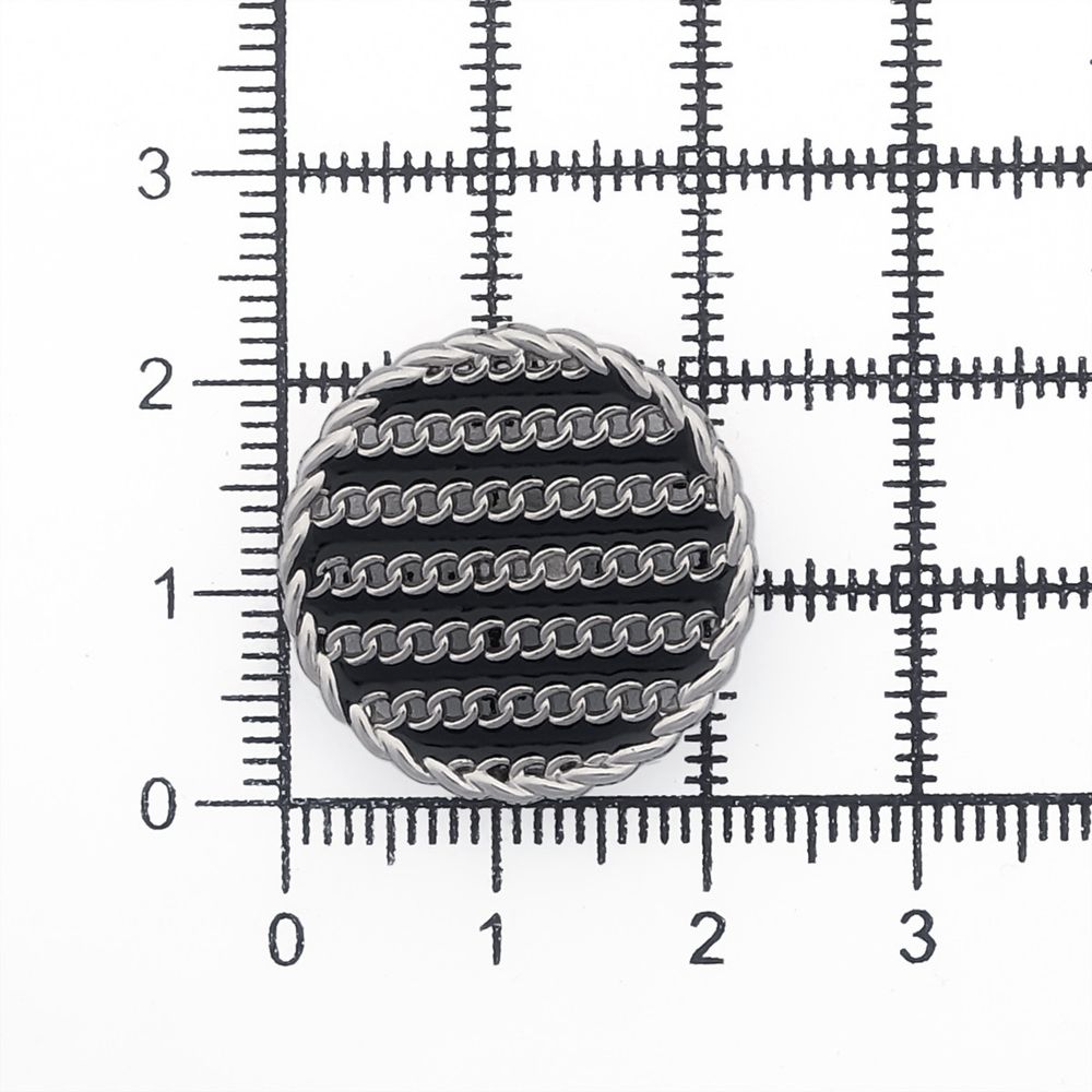 Пуговицы на ножке Твидовая 36L (23мм), металл (Black/S (черный/серебро)), ME-651, 36 шт
