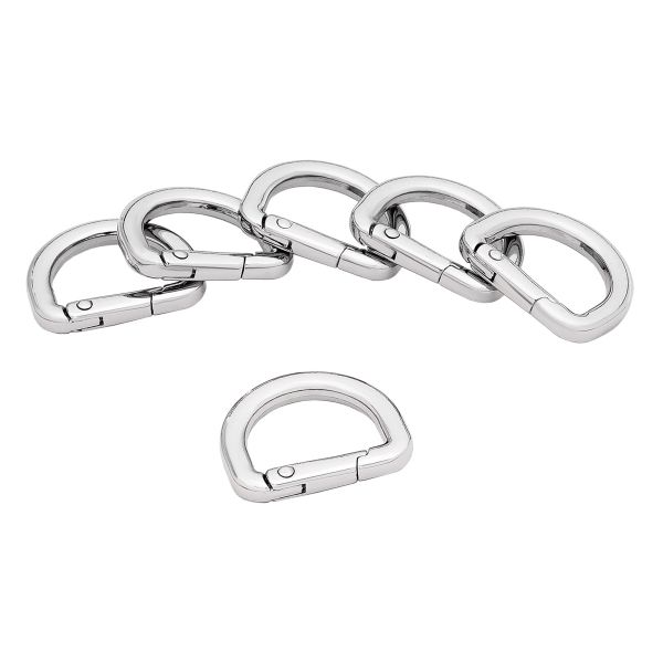 Карабин металл полукольцо 20 мм, серебро (никель), MB_2232, 6 шт