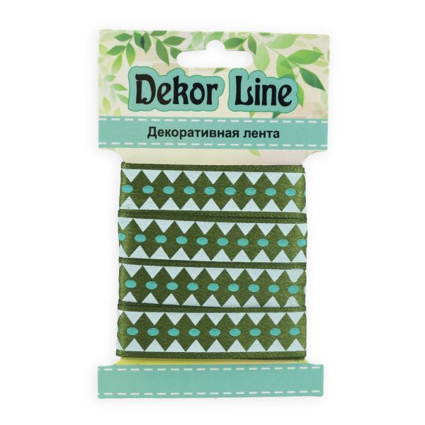 Лента атласная с рисунком Ромбы 15.0 мм / 3 метра, зеленый, Globus