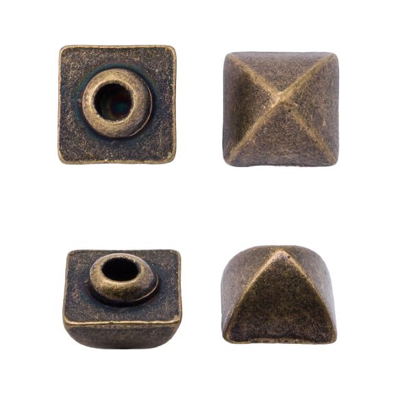 Хольнитены джинсовые ⌀8х8мм Пирамидка цв.металл (без гвоздя), латунь BIG, 62557, 20 шт