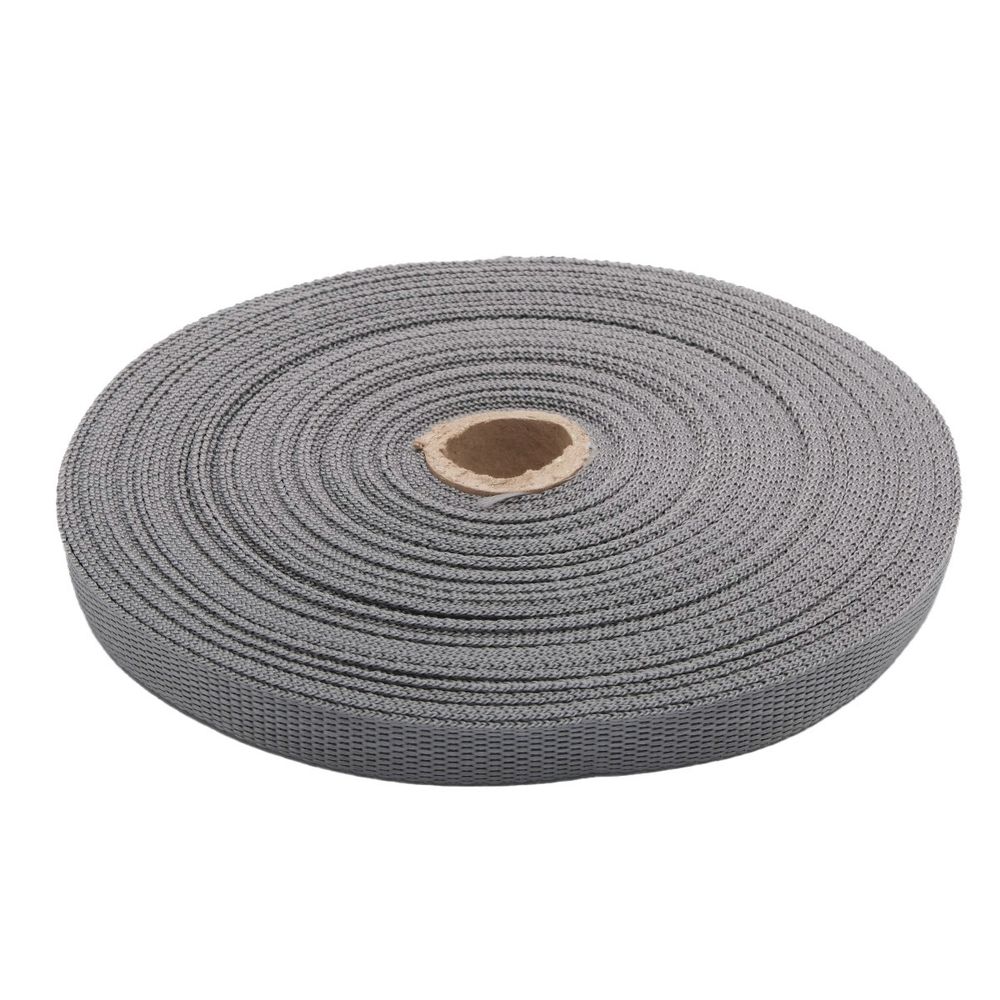 Стропа (ременная лента) 15 мм / 25 метров, толщ. 1.0 мм, [7.9 г/пог.м], 100% п/п, 33 серый